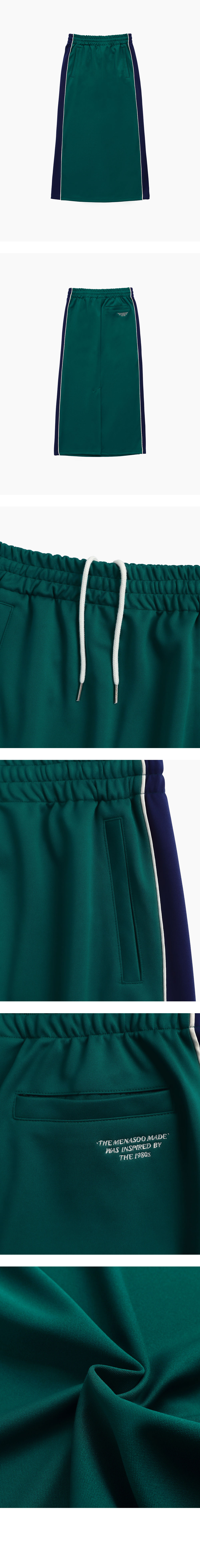 미나수(MENASOO) 사이드라인 포인트 스커트_그린 상품컷