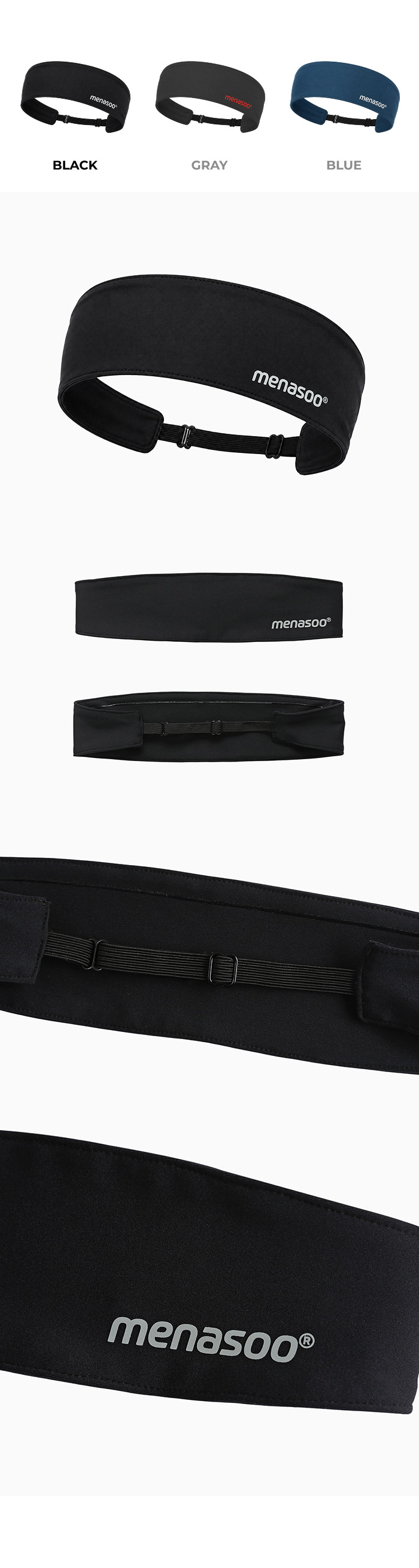 GLOW RUNNING HEADBAND - 3 COLORS BLACK