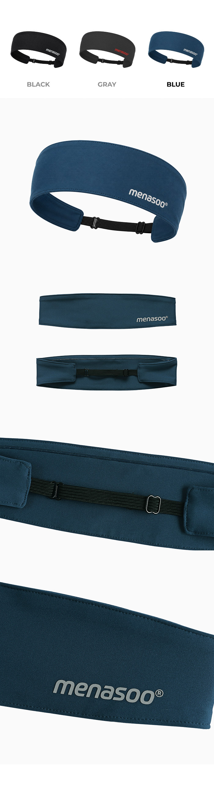 GLOW RUNNING HEADBAND - 3 COLORS BLUE