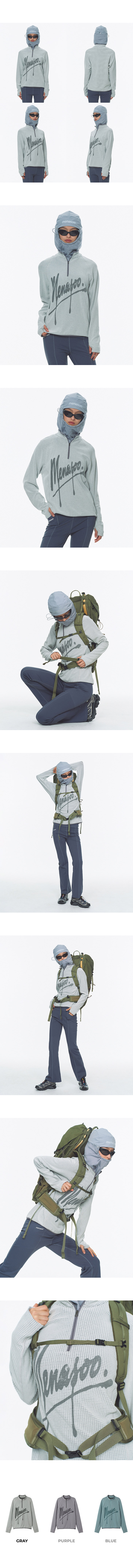NEO CURVE WAFFLE HALF ZIPUP - 3 COLORS LIGHT GREY