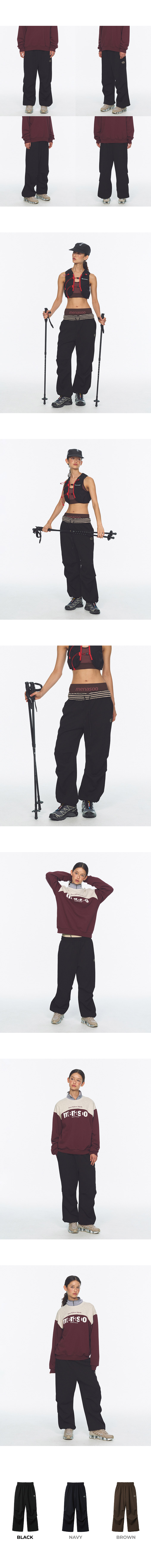 WAFFLE LAYERED WAIST PANTS - 3 COLORS BLACK