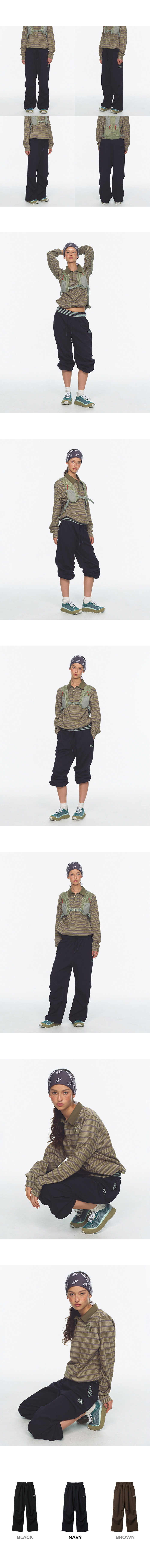 WAFFLE LAYERED WAIST PANTS - 3 COLORS NAVY