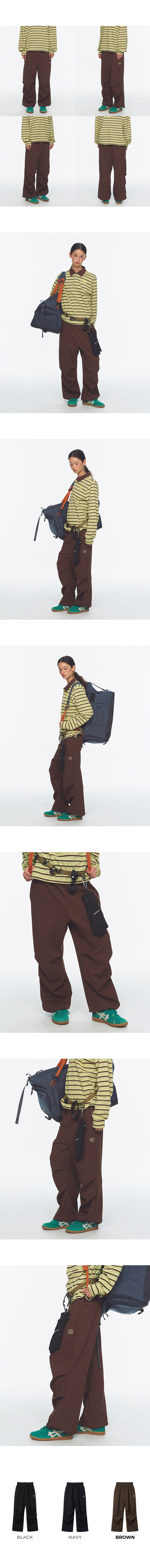 WAFFLE LAYERED WAIST PANTS - 3 COLORS BROWN