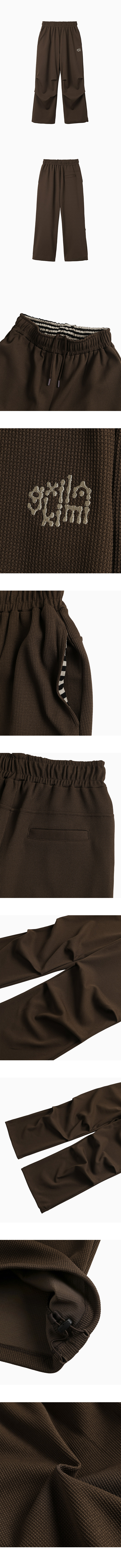 WAFFLE LAYERED WAIST PANTS - 3 COLORS BROWN