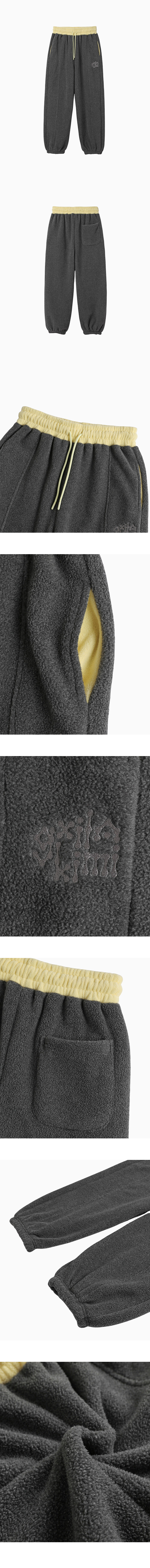WAIST POINT WARM FLEECE JOGGER PANTS - 2 COLORS CHARCOAL