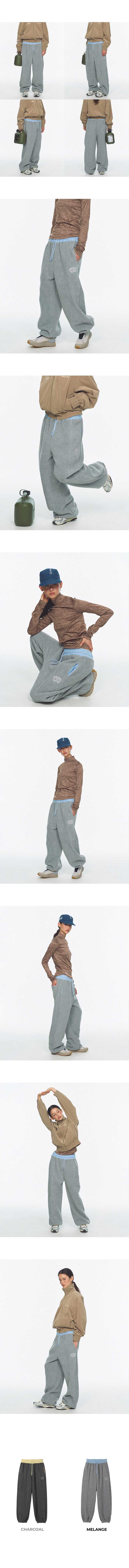 WAIST POINT WARM FLEECE JOGGER PANTS - 2 COLORS MELANGE GREY