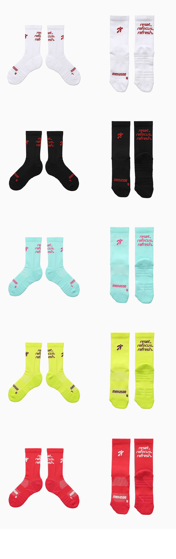 FLOW RUNNING CREW SOCKS - 5 COLORS AS SHOWN