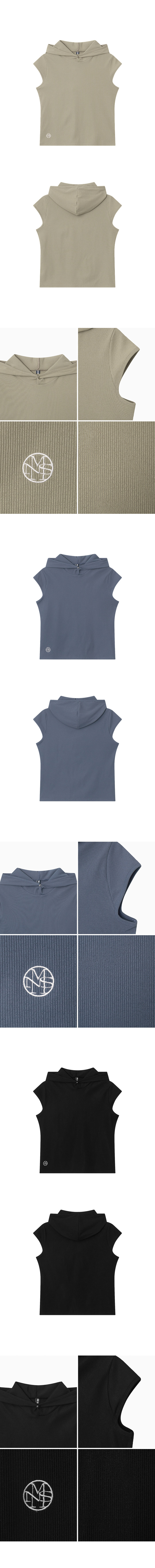 MOVE HOOD RIBBED TOP - 3 COLORS BEIGE